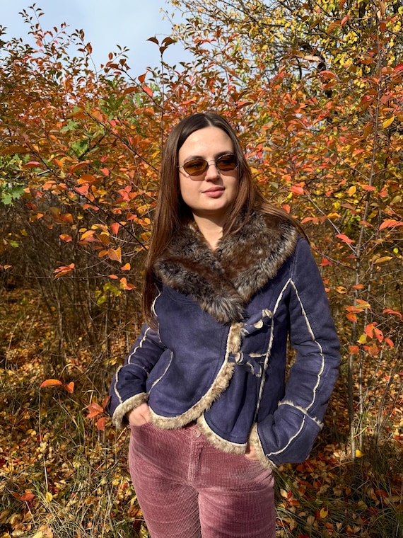Vintage Y2k 00s Miss Sixty Faux Suede Navy Jacket - Etsy