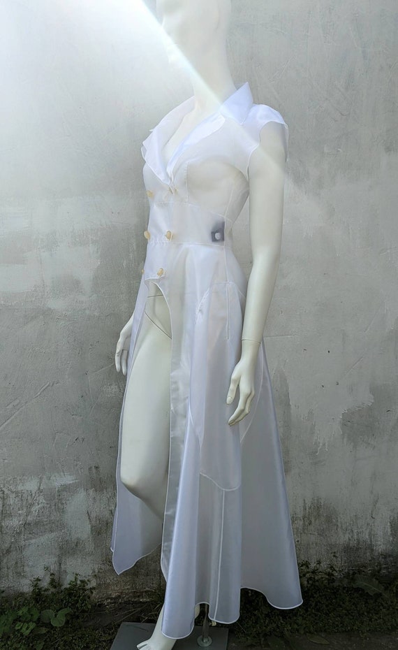 y2k vintage FENDI white clear cape. summer organz… - image 3