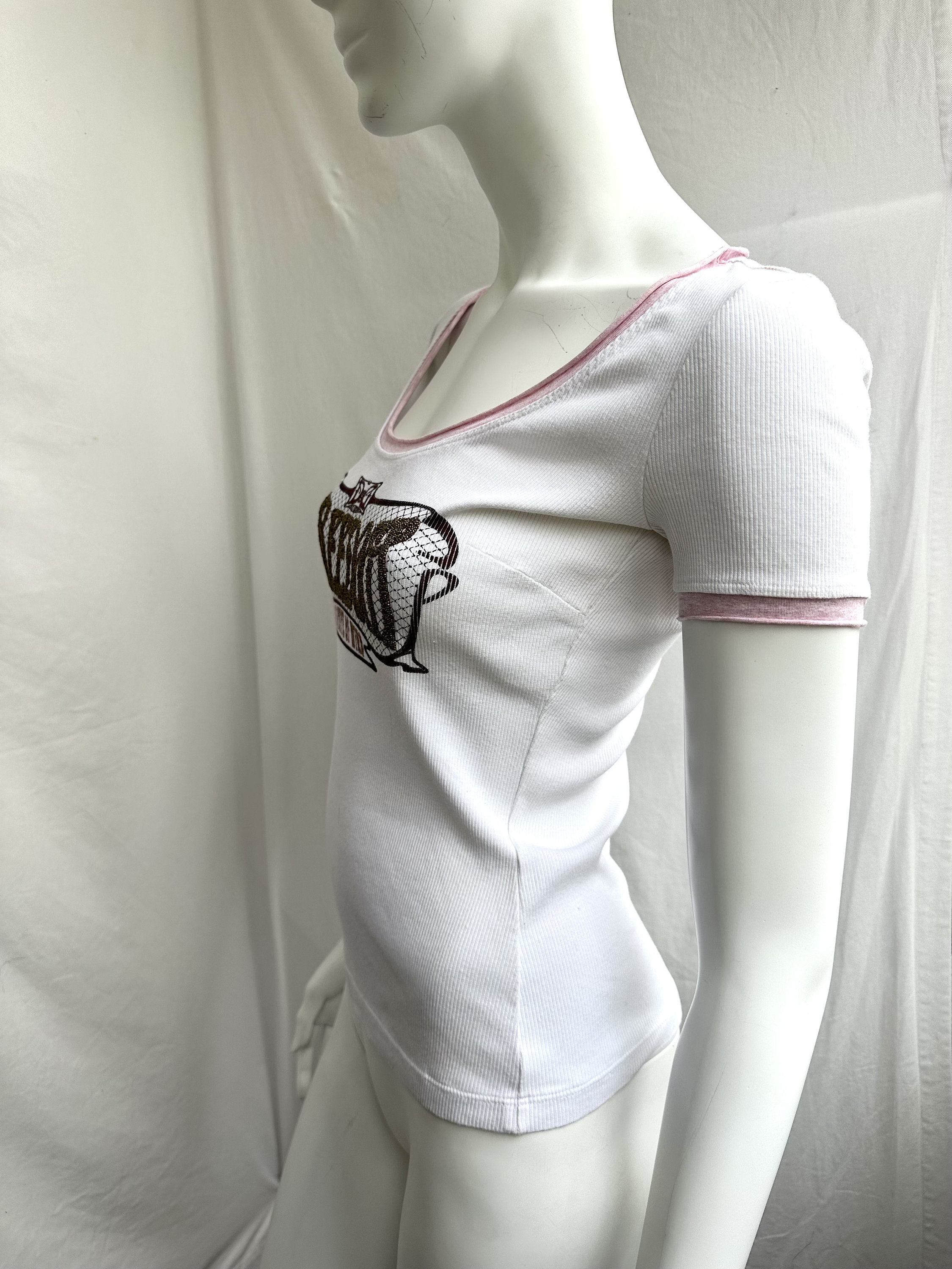 Y2k Vintage DOLCE GABBANA Ribbed Top. D&G Freedom Print T