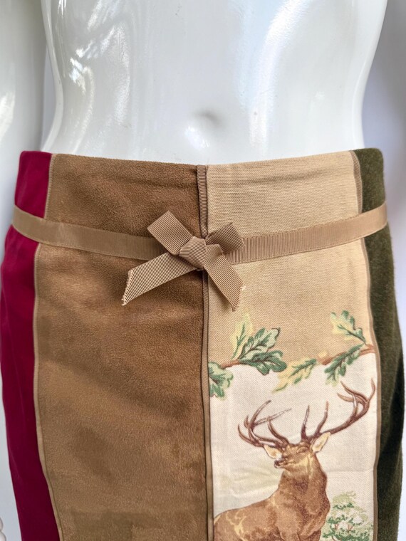 Vintage Patchwork Slit Skirt, Multiprint Mini Ski… - image 4