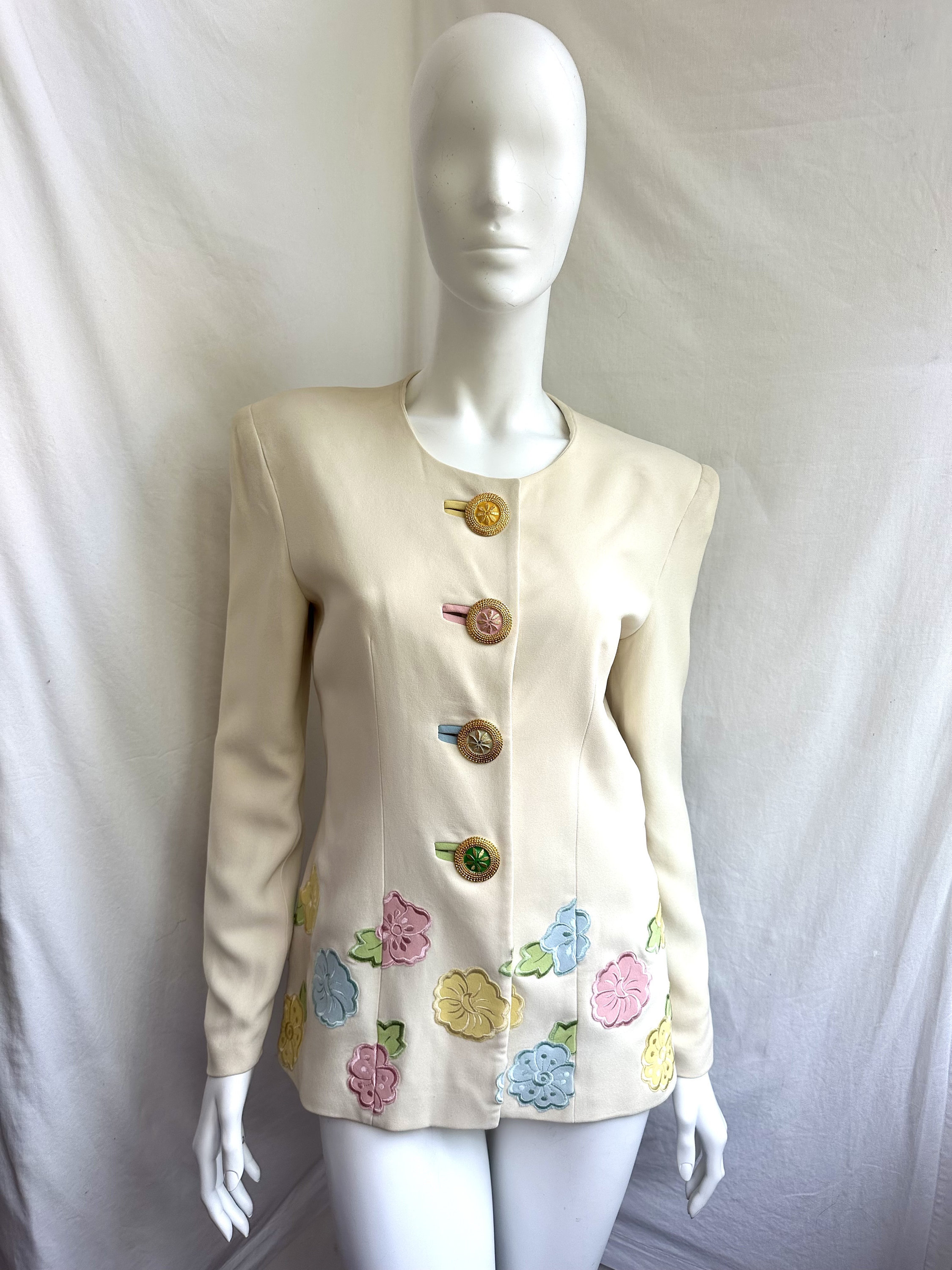 vintage 80s GAI MATTIOLO floral suit. skirt and jacket set. two piece costume