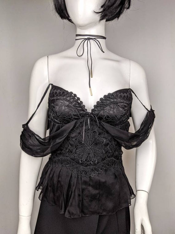 Y2k Vintage LA PERLA Lace Corset. Black Silk Sheer Bustier. Victorian Style  Corset. Size Small -  Canada