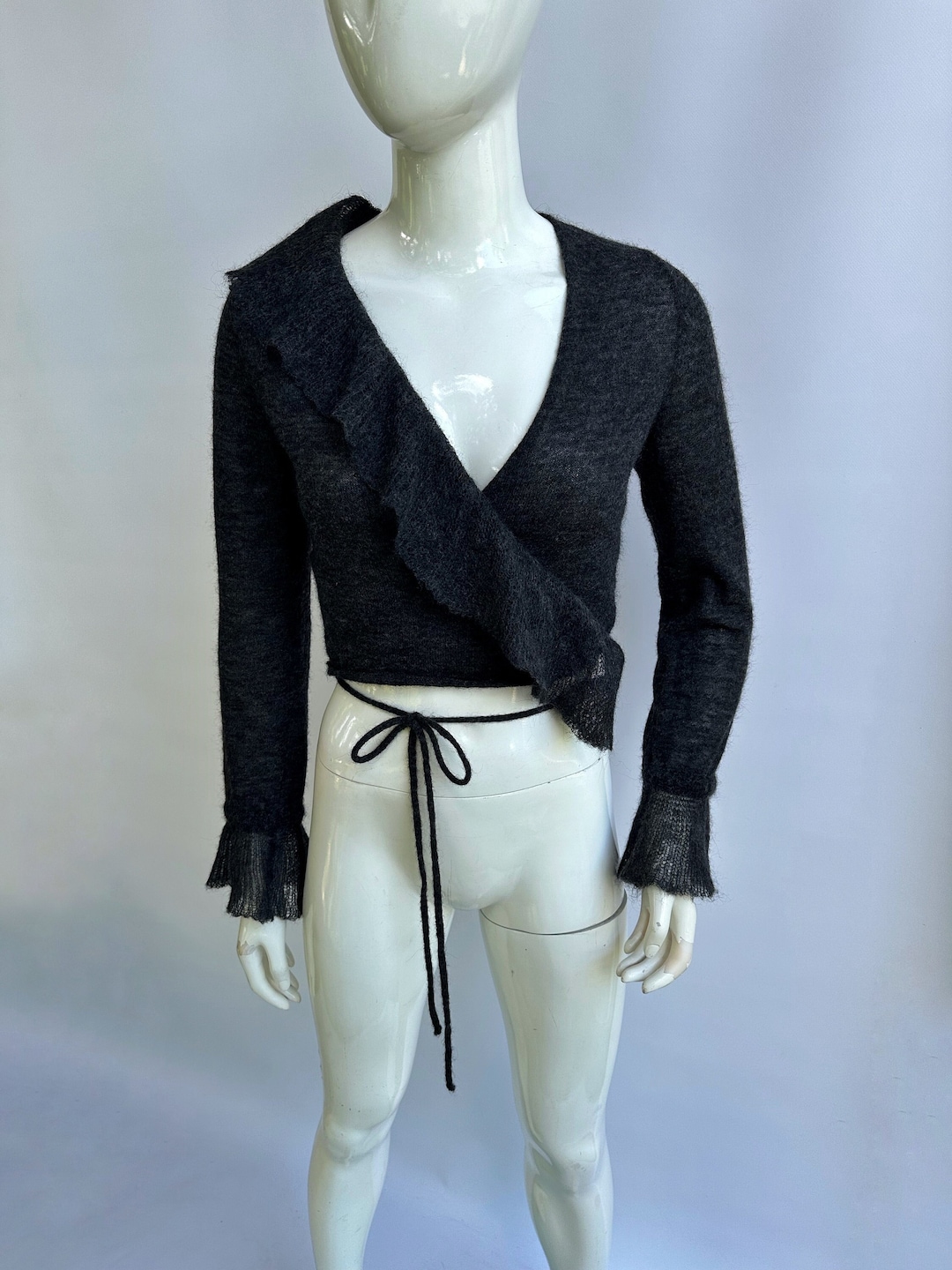 Y2K SARAH PACINI Black Open Knit Slouchy Sweater (L/XL)
