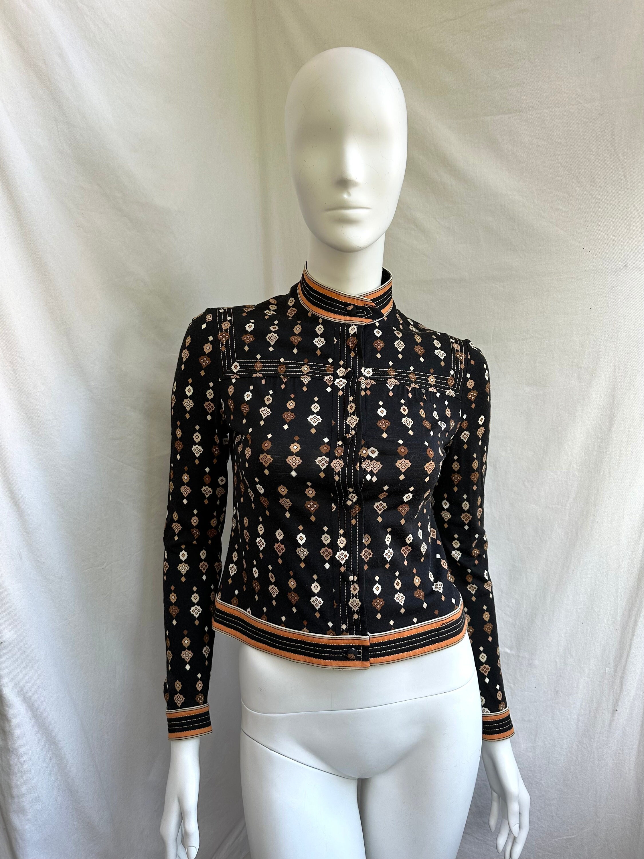 Vintage 90s Leonard Paris Wool Blouse, Button Up Jacket