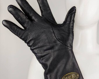 Vintage 90s VERSACE Leather Gloves. Versus Lace up Gloves. Size