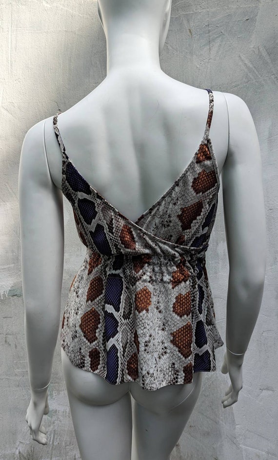 y2k vintage JOHN GALLIANO python top. snake v-nec… - image 3