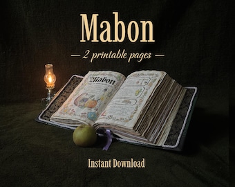 Mabon: a Harvest of Shadows and Light | COLOURING PAGES set of 2|Witchy Grimoire Book of Shadows pages |A4 and US format, png and pdf files