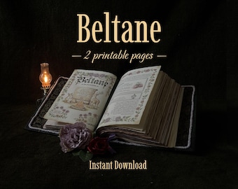 Beltane – The Sacred Union | Printable Grimoire Coloring Pages | Digital Book of Shadows Spread | Beltane Ritual & Correspondences | PDF-PNG