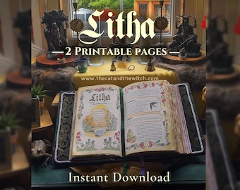 Litha Grimoire Spread | Summer Solstice Printable Coloring Pages | Wheel of the Year PDF | Witchcraft Journal Pages | Book of Shadows