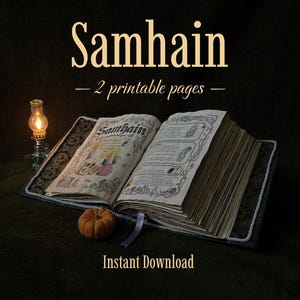 Samhain: a Season of Shadows and Flame | Colouring Pages set | Witchcraft Grimoire Insert | Book of Shadows Printable,A4 and US, pdf and png image 1