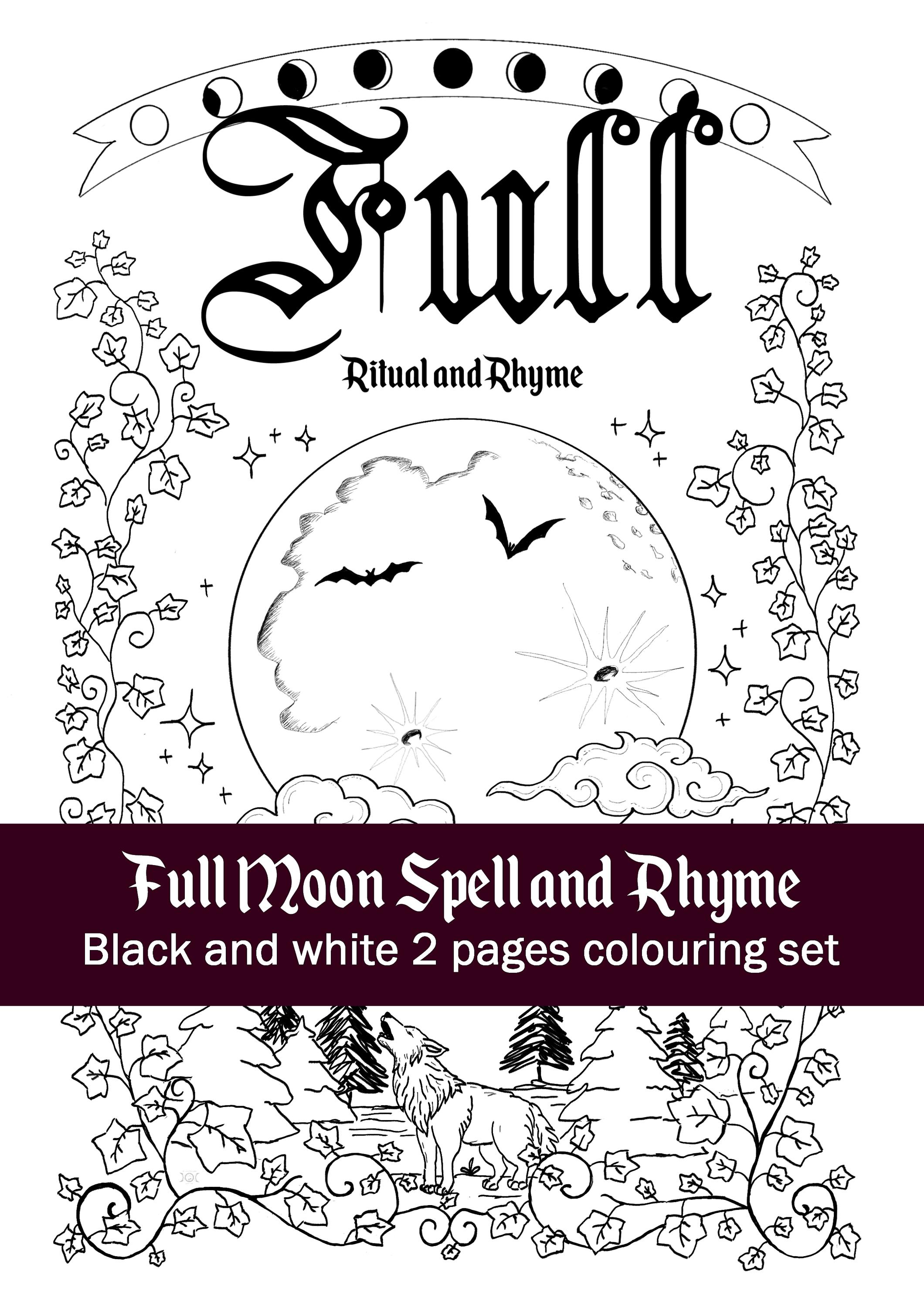 Full Moon Spell COLOURING PAGES: Witchy Grimoire Printable Files |A4 ...