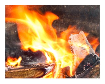 Campfire Flames Photo Print; 8x10 Photo Print, Unframed