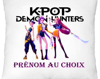 GRAVOPHOTO - Housse de coussin personnalisé tracteur Kpop demon hunters prénom au choix