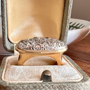 HEAVY Old Mine Cut DIAMOND Ring 1 1/4 Carats French Antique Art Deco Chunky Ring 11g 18k Gold Chunky Flared Stacker 1.25Ctw OMC Oval Pave