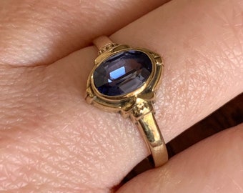 8K Gold ring ART DECO with onyx round 1930