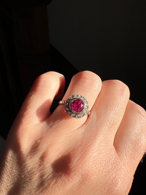 Antique French Old Cut Pink RUBY 14 Rose Cut DIAM… - image 4