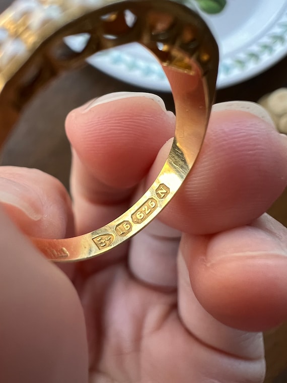 Antique PEARL Half Hoop Ring c1896 15k Gold Band … - image 8