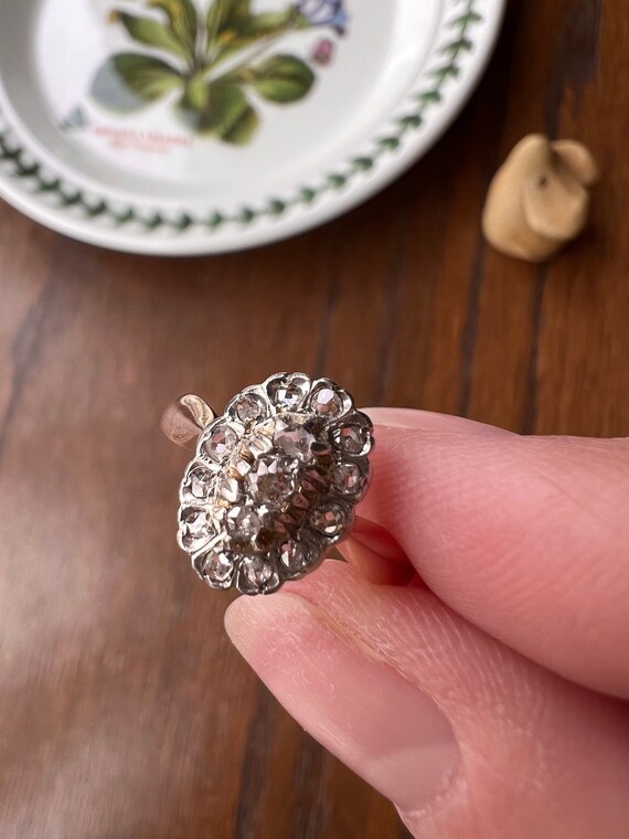 Sparkly French Antique Old Mine Cut DIAMOND & Ros… - image 3