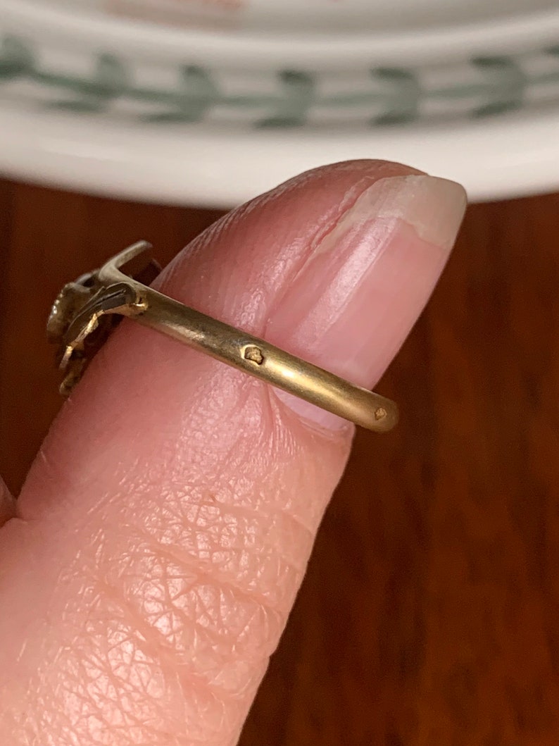 EMERALD Toi et Moi French Art NOUVEAU Gold Plated Solid SILVER Ring Green Leaf Belle Epoque Victorian Stacker Sweet Gift