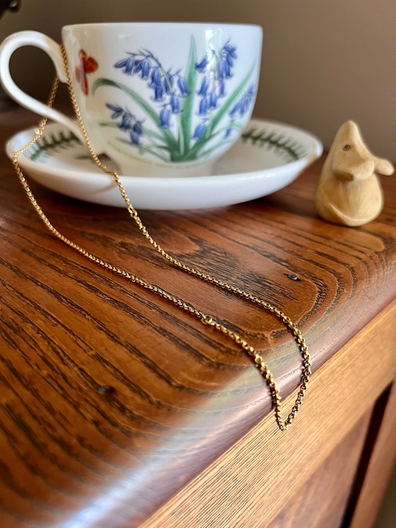 VICTORIAN Antique Dainty 14k Gold Cable Chain Neck