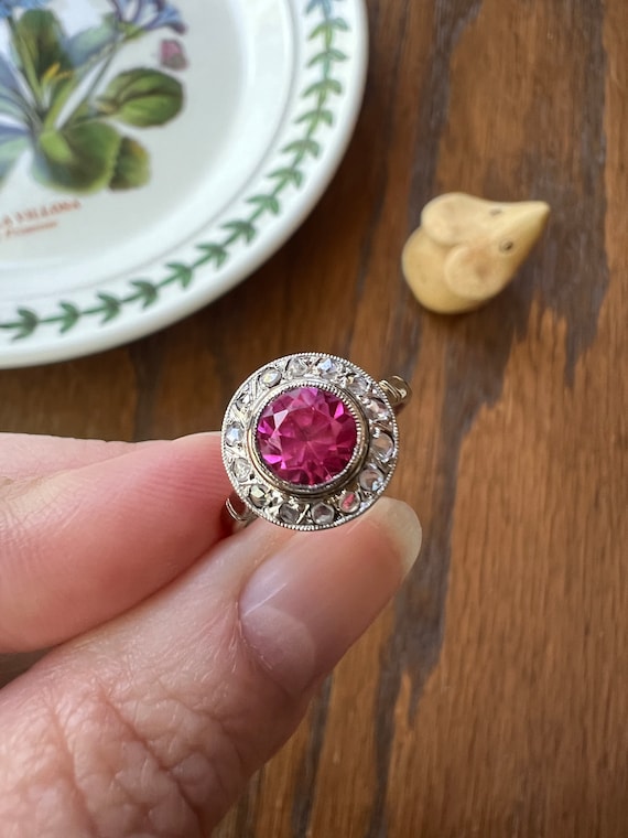 Antique French Old Cut Pink RUBY 14 Rose Cut DIAM… - image 5