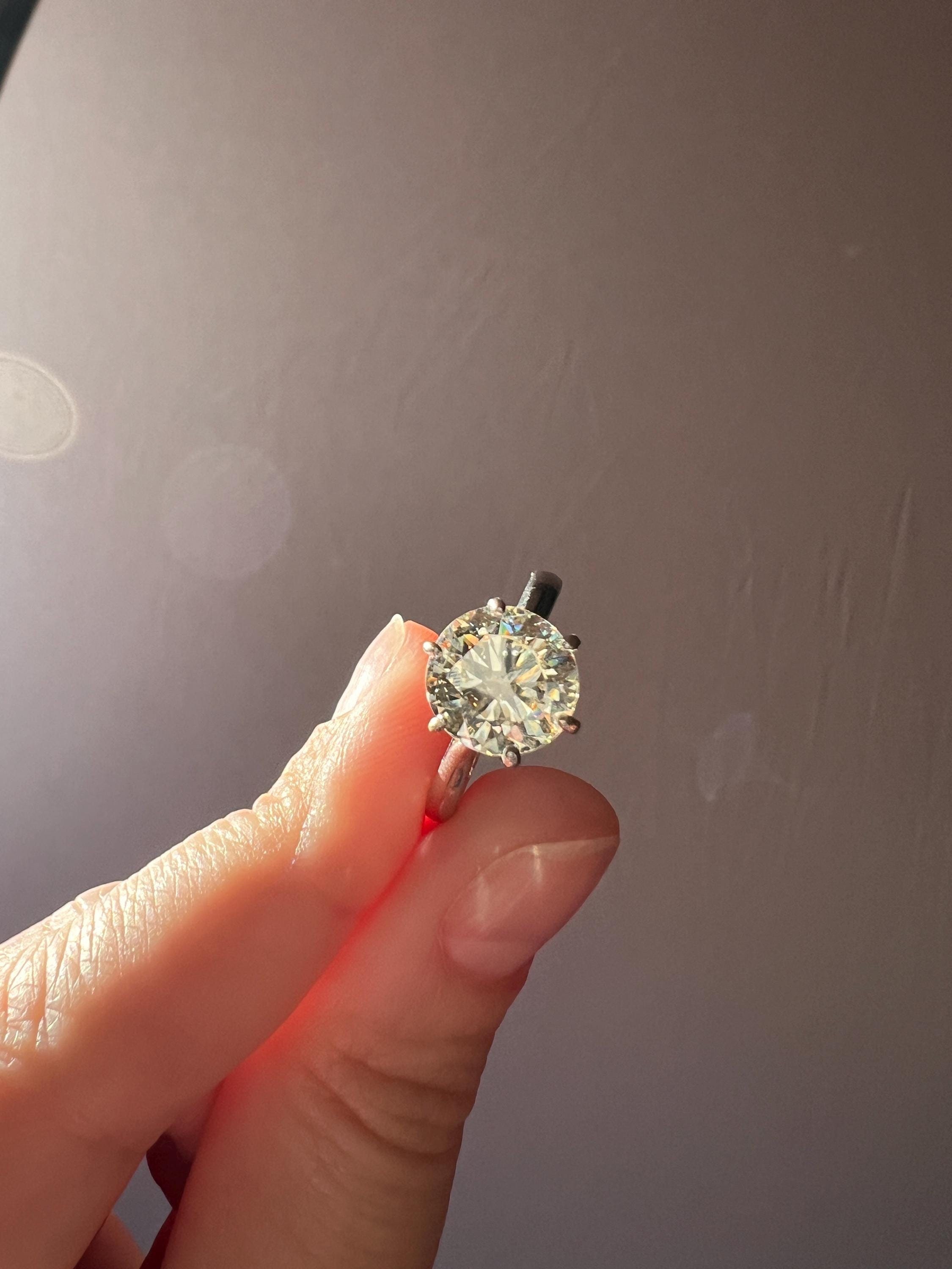 Exceptional French Vintage to Antique 2.3 CARAT Transitional Cut DIAMOND Eye Clean Solitaire Engagement Ring 18k White Gold Fiery Stacker