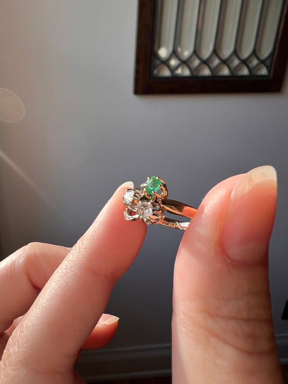 Lucky CLOVER Emerald Rose Cut DIAMOND French Anti… - image 7