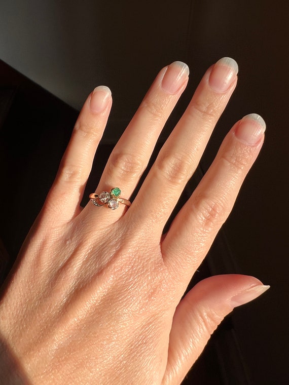 Lucky CLOVER Emerald Rose Cut DIAMOND French Anti… - image 4