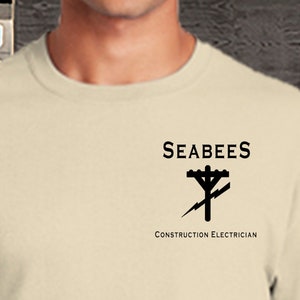 Seabees, Construction Electrician, CE, Insignia, Tee shirt military style with logo design, comfortable casual wear, gift for veterans