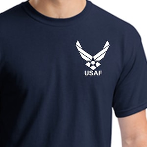 Air Force with flag, Insignia, Tee shirt military style with logo design, comfortable casual wear for everyday, gift for veterans