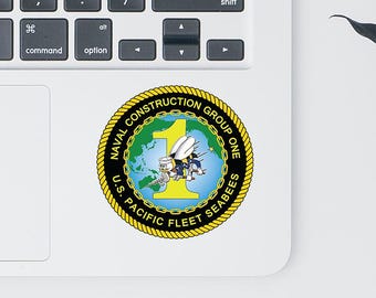 Naval Const Group 1, Seabee,Construction Battalion - Navy, laptop sticker, water bottle decal, Seabee, patriotic gift, We Build, We Fight