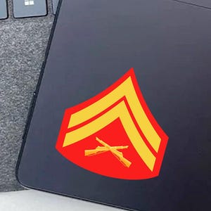 USMC, Marine, E4, Corporal, Enlisted, Marine Corp, Marine rank insignia, Personalize Gear, Veteran gift, Marine gift, Marine sticker decal