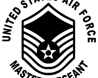 USAF, Master Sargeant, Air Force Sticker Decal, Military Emblem for Laptops Cars, Patriotic Gift for Air Force Fans