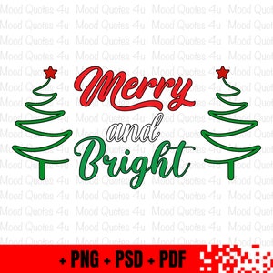 Merry and Bright PNG, Christmas PNG, Christmas Sublimation, Digital Download, sublimation PNG, Christmas digital file, holiday png.