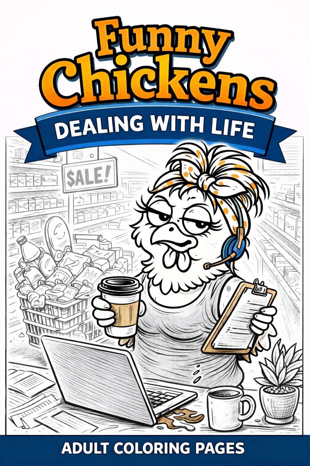 Printable Humor Funny Chicken Coloring Pages for Adults | Sassy Humor Adult Coloring ...