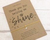 Teacher Gift Thank you For Helping Me Shine Wish Bracelet