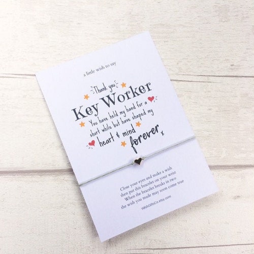 Key Worker Gift School Teacher Appreciation Thank you Card Wish Bracelet End Of Term Leaving