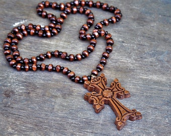 Cross wooden, necklace Cross,  pendant cross, Hand Made cross, nice gift, khachkar, walnut wood, Armenian cross