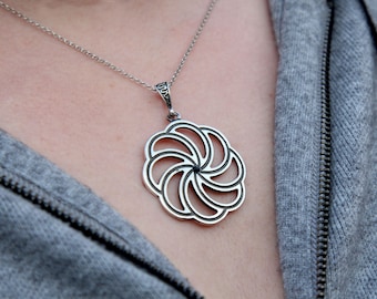 Sterling Silver 925 Pendant Wheel of Eternity Infinity, Armenian Symbol, Silver chain as a gift Armenian Jewelry, Gift for Her handmade