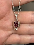 Pomegranate necklace,Armenian jewelry, Gift for her, Solid  pomegranate pendant, 925 sterling silver,Symbol of life, Handmade chain product logo
