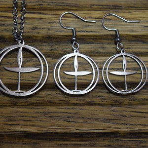 Unitarian Universalist Flaming Chalice pendant earrings UU UUism Stainless steel church Unitarianism necklace logo symbol amulet sharm