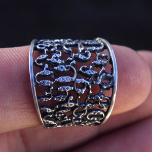 Anillo de plata con letras armenias Anillo de plata con el alfabeto de Armenia Anillo de plata 925 hecho a mano Anillo con letras hechas a mano de plata esterlina Anillo con letras del alfabeto