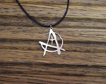 Christian Anarchy pendant Stainless steel necklace logo Jesus Anarchist symbol Ahimsa amulet