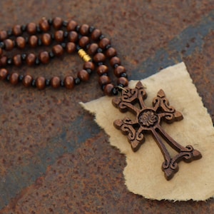 Cross wooden, necklace Cross,  pendant cross, Hand Made cross, nice gift, khachkar, walnut wood, Armenian cross