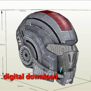 Patrones de casco de sheppard N7 de mass effect, plantillas de cartón y espuma para cosplay