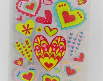 Ek Success Sticko Purple and Pink Hearts Vellum and Glitter Stickers