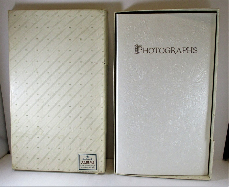 Hallmark 1984 Keepsake Wedding Photo Album White Embossed Flowers Vintage Love Gift