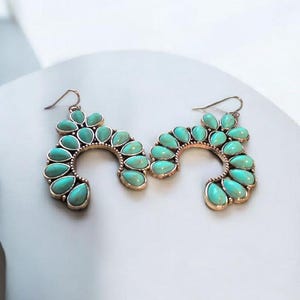 Women’s Turquoise Curved Teardrop Earrings, Boho Drop Earrings, Lightweight Dangle Earrings, Southwest Style Jewelry, Gift for Her
