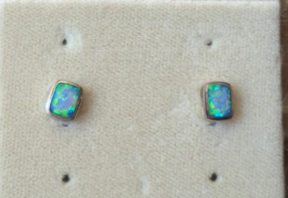 Blue Opal Sterling Silver Square Stud Earrings: M… - image 5