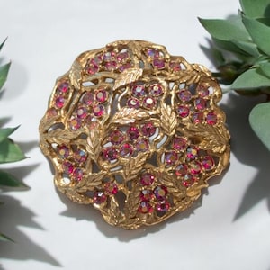 Sarah Coventry Vintage AB Aurora Borealis Rhinestone Brooch - 1960s Floral Pin, Collectible Jewelry Gift